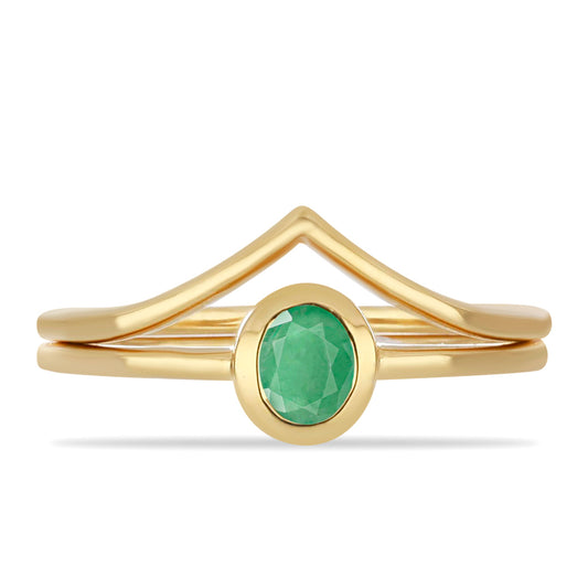 Inel din Argint 925 Placat cu Aur ( 2.47 grame ) cu Smarald Brazilian 0.36 Carate