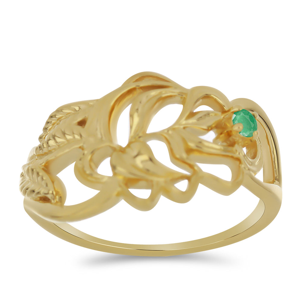 Inel din Argint 925 Placat cu Aur ( 4.01 grame ) cu Smarald Brazilian 0.04 Carate