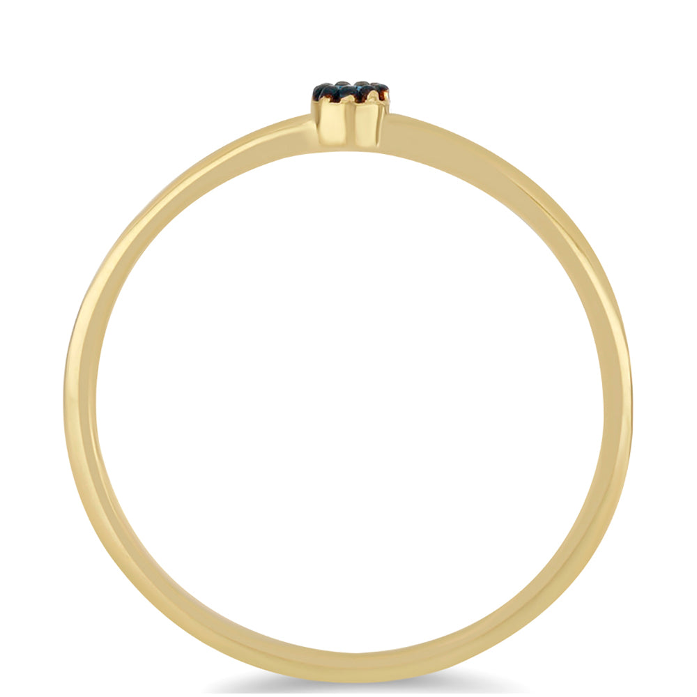 Inel din Argint 925 Placat cu Aur ( 1.64 grame ) cu Diamant Albastru 0.03 Carate 2 