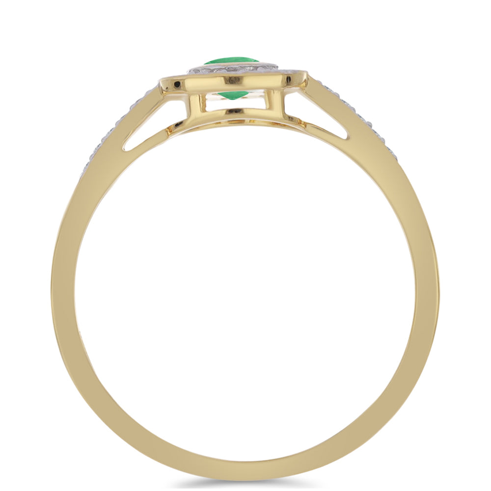 Inel din Argint 925 Placat cu Aur ( 2.14 grame ) cu Smarald Brazilian și Zircon Alb 0.57 Carate 2 