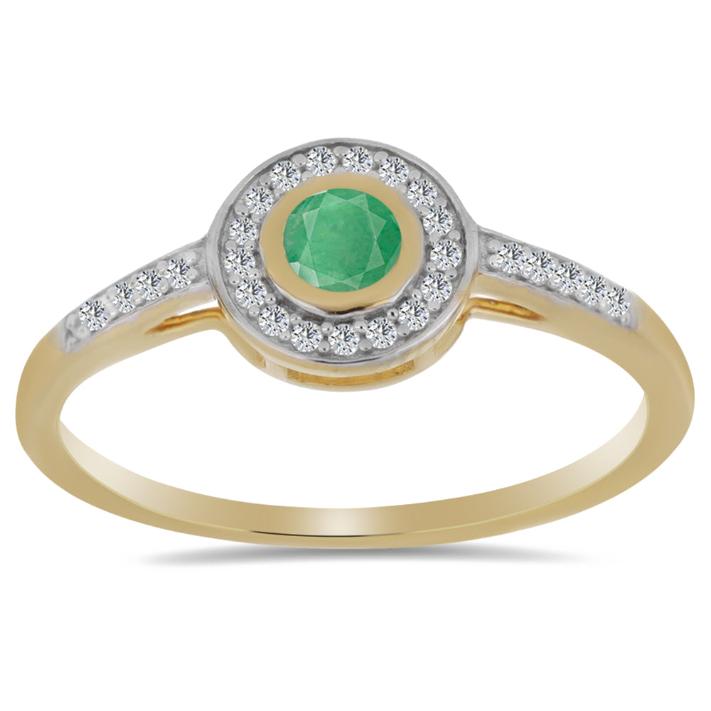 Inel din Argint 925 Placat cu Aur ( 2.14 grame ) cu Smarald Brazilian și Zircon Alb 0.57 Carate 3 