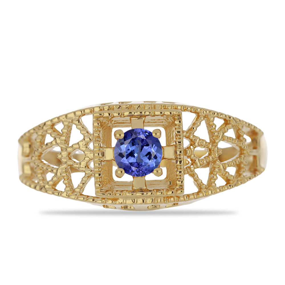 Inel din Argint 925 Placat cu Aur ( 4.43 grame ) cu Tanzanit 0.27 Carate 1 