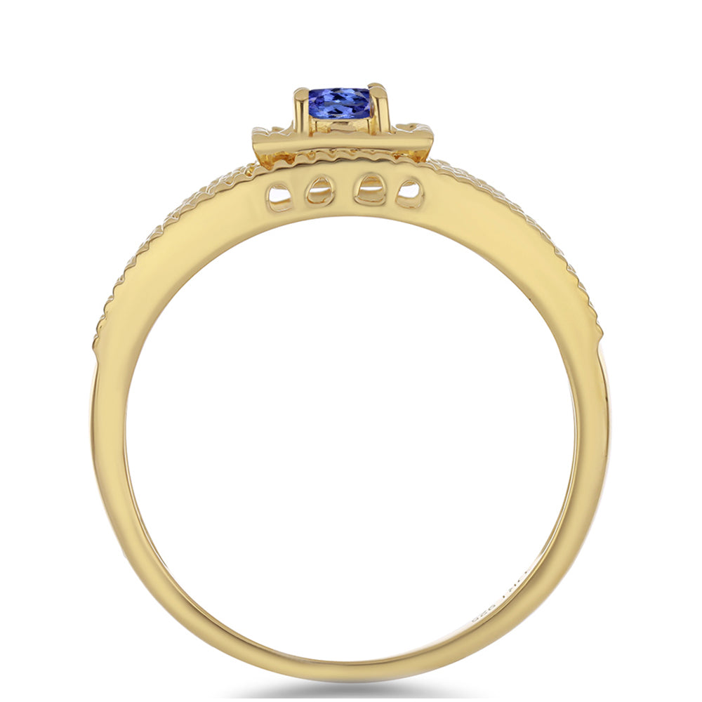 Inel din Argint 925 Placat cu Aur ( 4.43 grame ) cu Tanzanit 0.27 Carate 2 