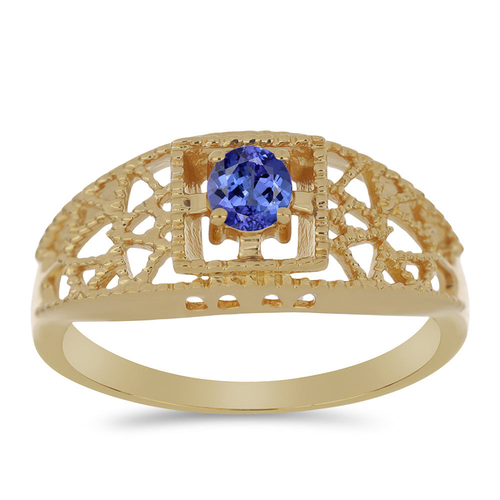 Inel din Argint 925 Placat cu Aur ( 4.43 grame ) cu Tanzanit 0.27 Carate 3 