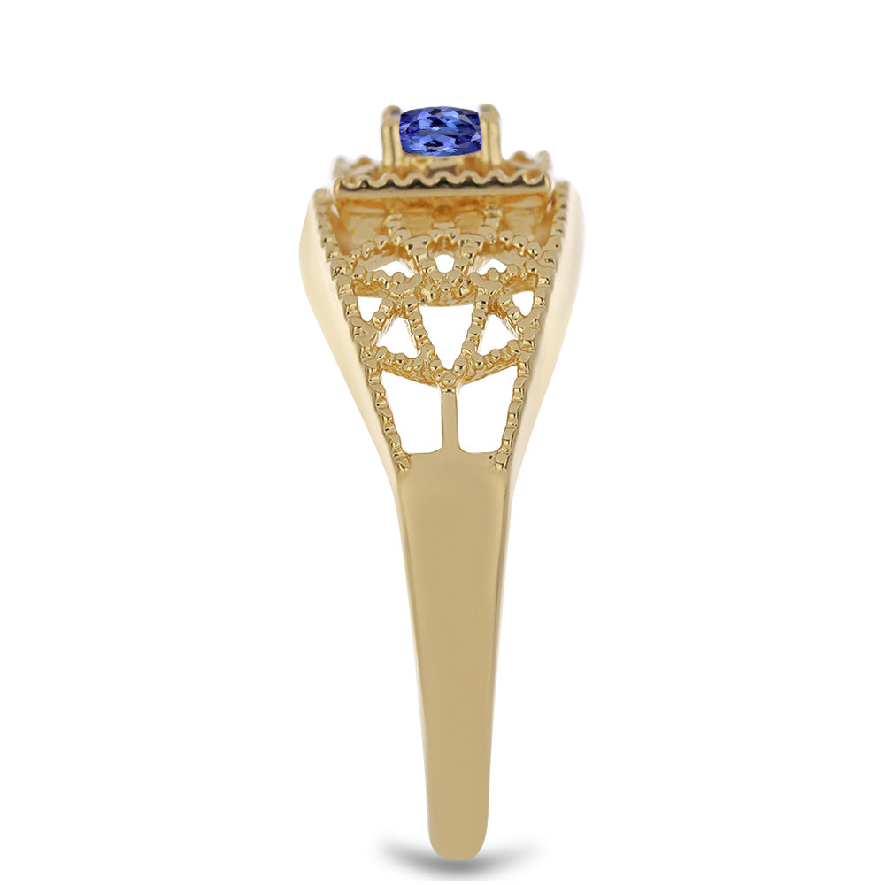 Inel din Argint 925 Placat cu Aur ( 4.43 grame ) cu Tanzanit 0.27 Carate 4 