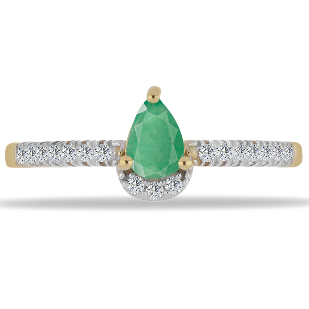 Inel din Argint 925 Placat cu Aur ( 2.07 grame ) cu Smarald Brazilian și Zircon Alb 0.61 Carate 1 