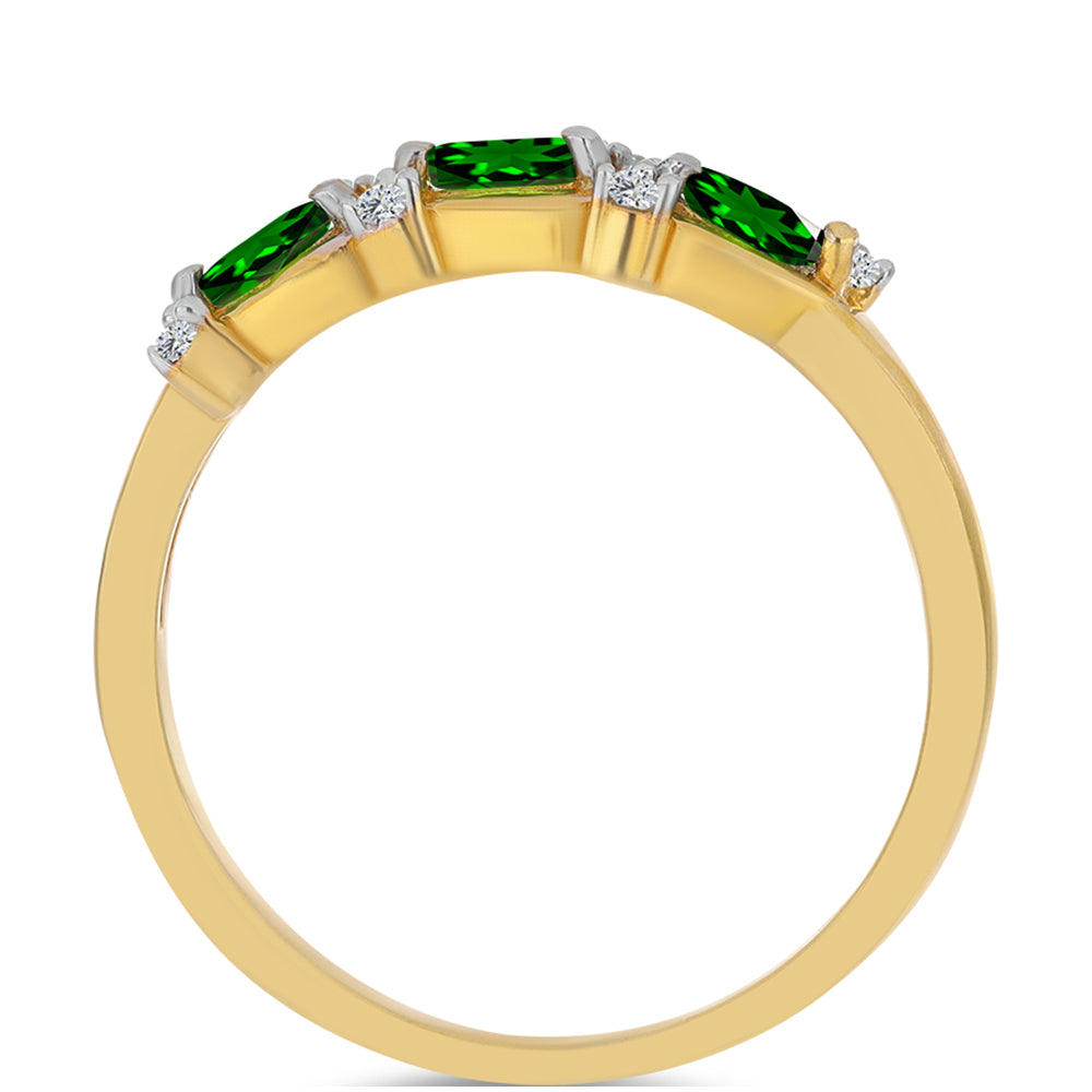 Inel din Argint 925 Placat cu Aur ( 2.18 grame ) cu Cromdiopsid și Zircon Alb 0.48 Carate 2 