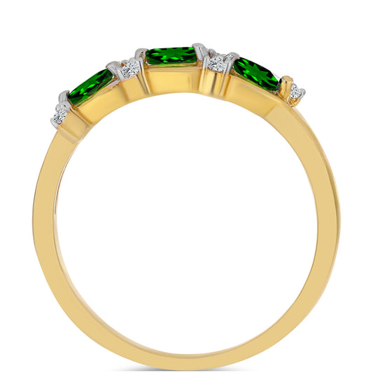 Inel din Argint 925 Placat cu Aur ( 2.18 grame ) cu Cromdiopsid și Zircon Alb 0.48 Carate