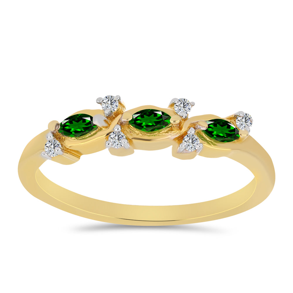 Inel din Argint 925 Placat cu Aur ( 2.18 grame ) cu Cromdiopsid și Zircon Alb 0.48 Carate 3 