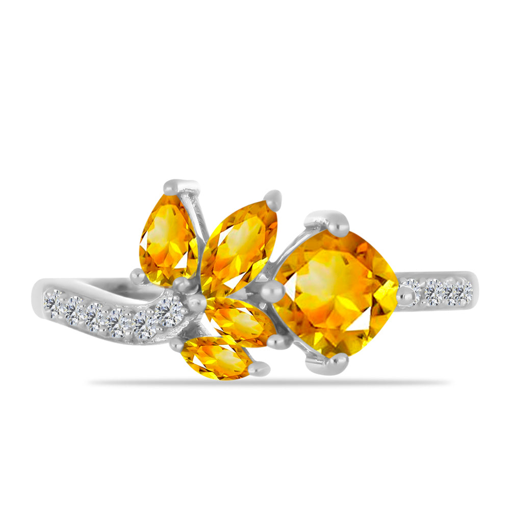 Inel din Argint 925 ( 2.54 grame ) cu Citrin Ural și Topaz Alb 1.61 Carate 1 