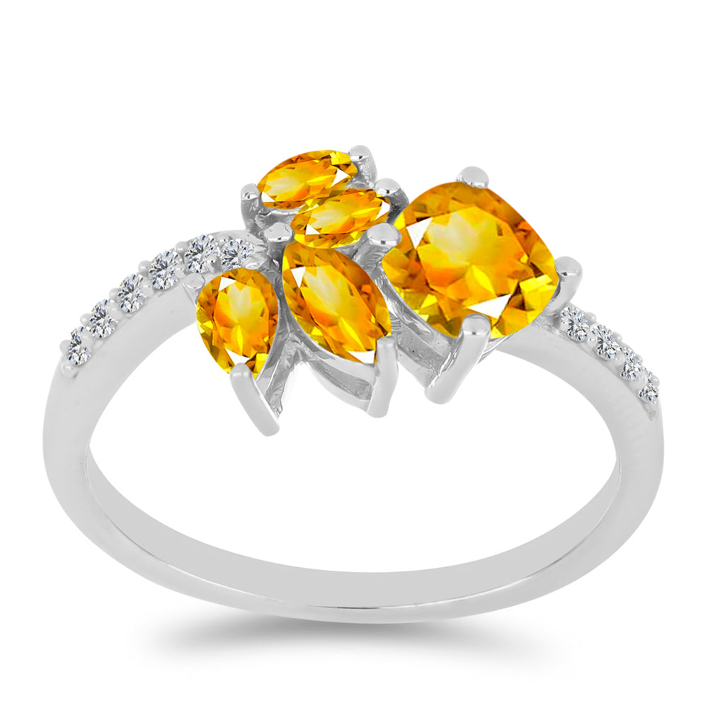 Inel din Argint 925 ( 2.54 grame ) cu Citrin Ural și Topaz Alb 1.61 Carate