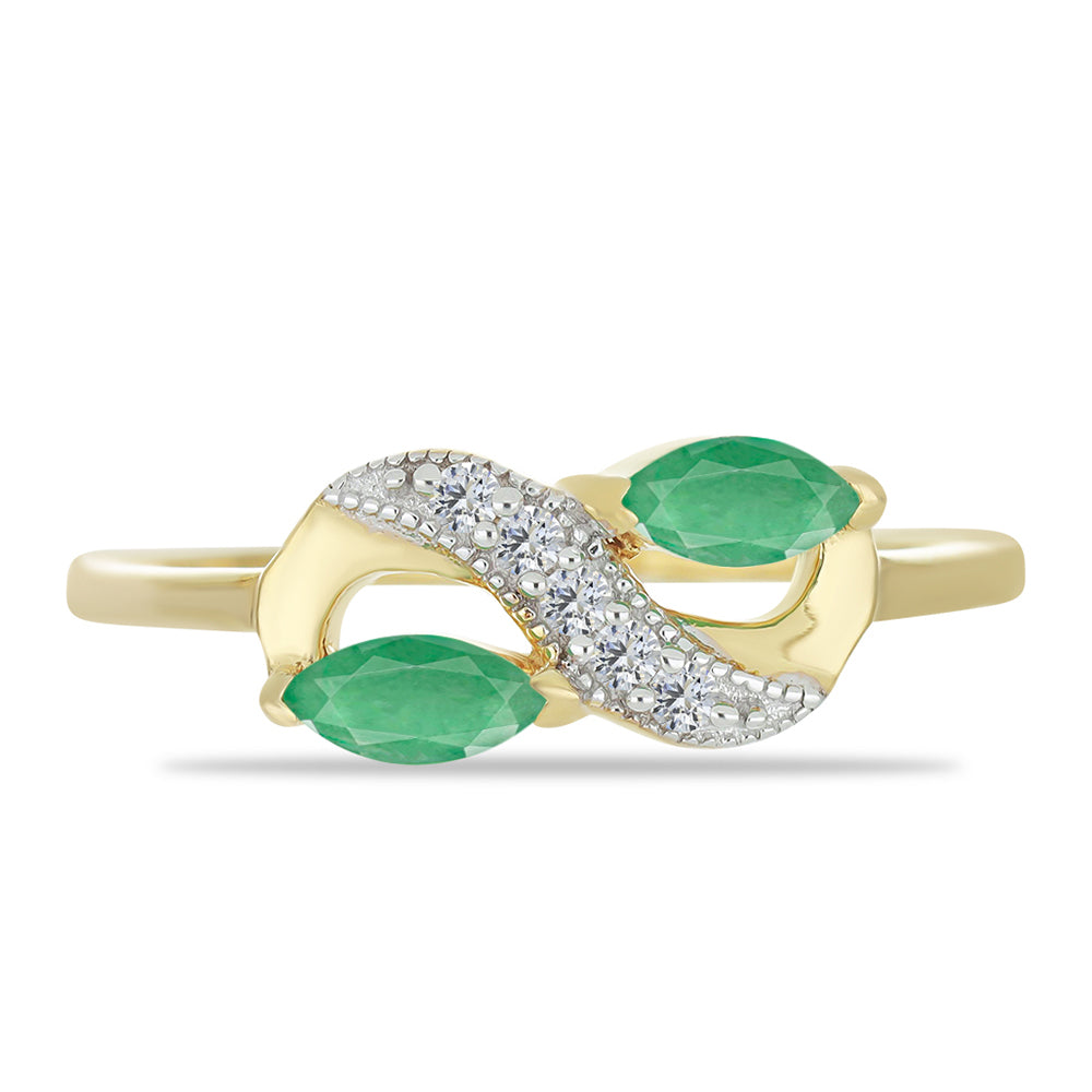 Inel din Argint 925 Placat cu Aur ( 2.34 grame ) cu Smarald Brazilian și Zircon Alb 0.58 Carate 1 