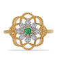Inel din Argint 925 Placat cu Aur ( 3.37 grame ) cu Smarald Brazilian și Zircon Alb 0.26 Carate