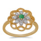 Inel din Argint 925 Placat cu Aur ( 3.37 grame ) cu Smarald Brazilian și Zircon Alb 0.26 Carate