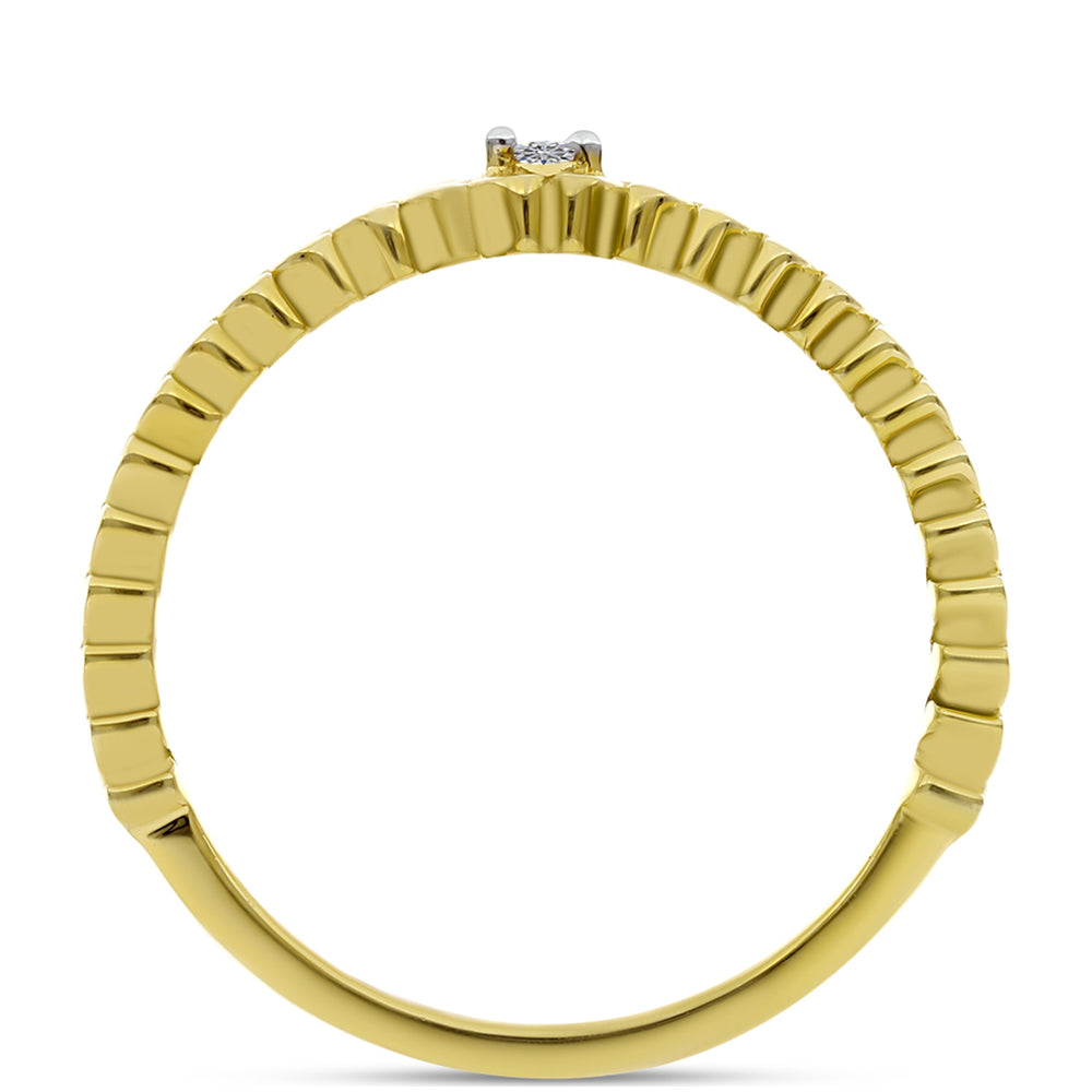 Inel din Argint 925 Placat cu Aur ( 3.02 grame ) cu Diamant Alb 0.02 Carate 2 