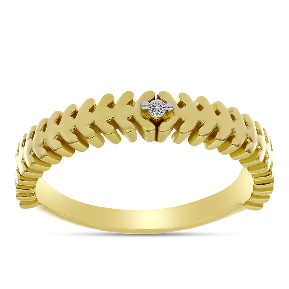 Inel din Argint 925 Placat cu Aur ( 3.02 grame ) cu Diamant Alb 0.02 Carate