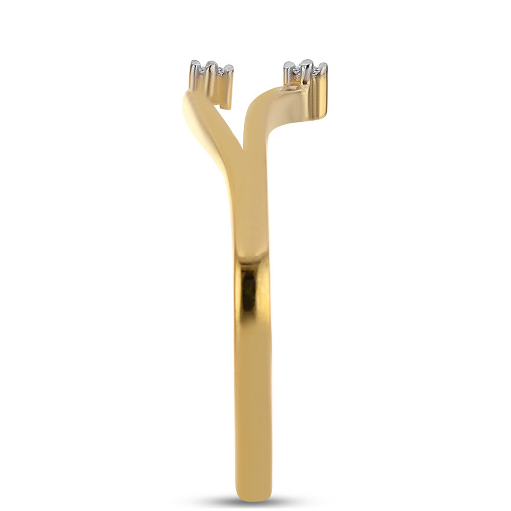 Inel din Argint 925 Placat cu Aur ( 2.25 grame ) cu Diamant Alb 0.02 Carate 4 