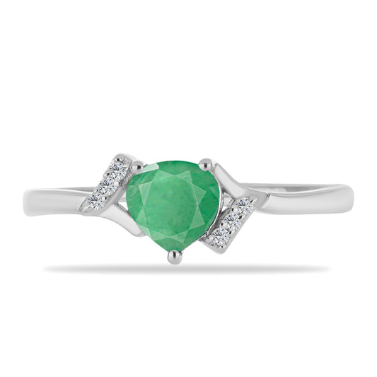 Inel din Argint 925 ( 2.04 grame ) cu Smarald Brazilian și Zircon Alb 0.7 Carate