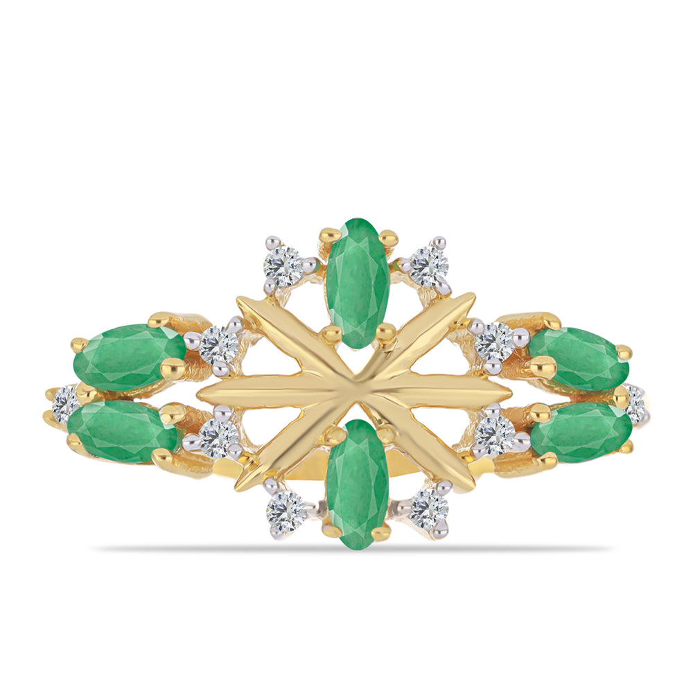 Inel din Argint 925 Placat cu Aur ( 2.33 grame ) cu Smarald Brazilian și Zircon Alb 0.62 Carate 1 