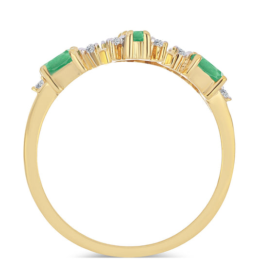 Inel din Argint 925 Placat cu Aur ( 2.33 grame ) cu Smarald Brazilian și Zircon Alb 0.62 Carate