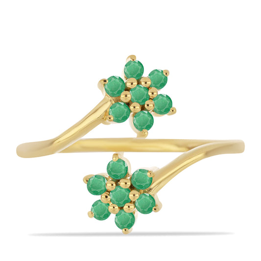 Inel din Argint 925 Placat cu Aur ( 2.45 grame ) cu Smarald Brazilian 0.58 Carate