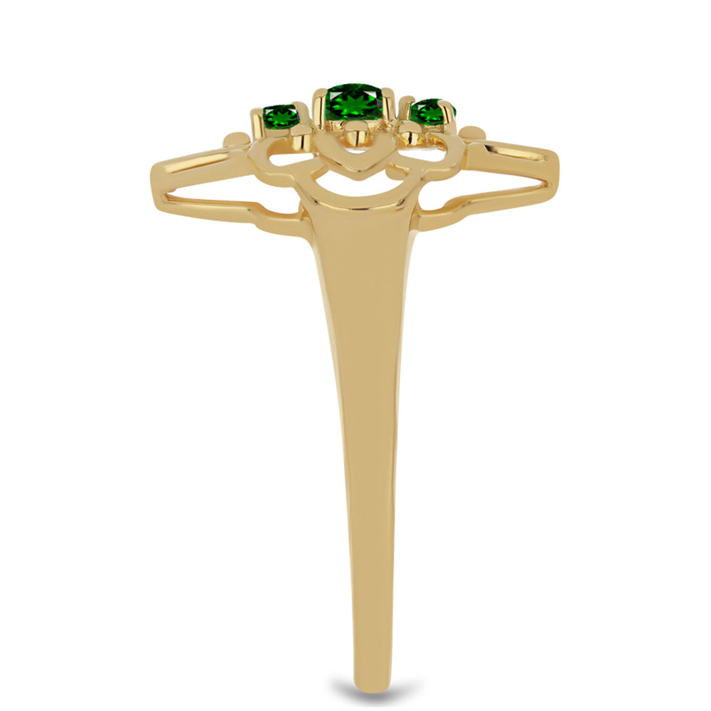 Inel din Argint 925 Placat cu Aur ( 3.06 grame ) cu Cromdiopsid 0.34 Carate 4 