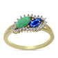 Inel din Argint 925 Placat cu Aur ( 2.71 grame ) cu Safir Albastru Australian și Smarald Brazilian 1.28 Carate