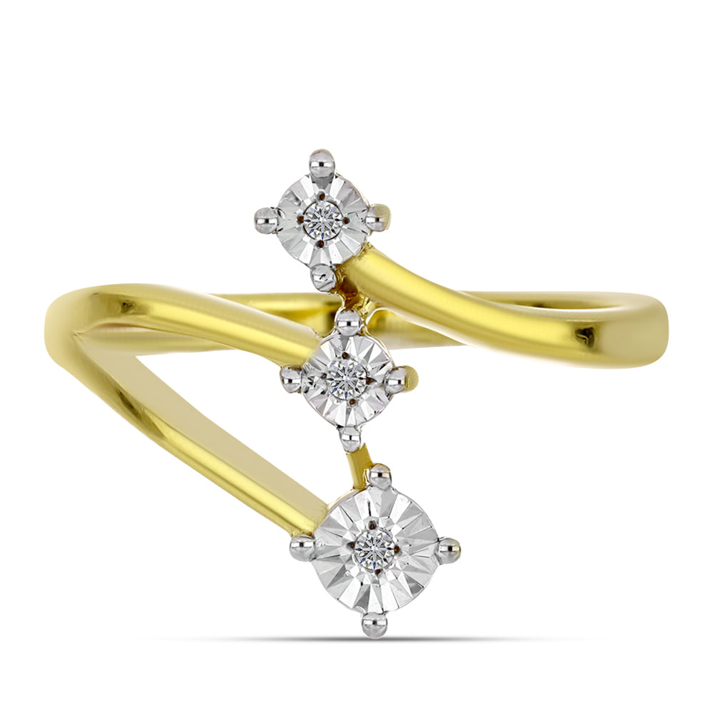 Inel din Argint 925 Placat cu Aur ( 2.61 grame ) cu Diamant Alb 0.02 Carate 1 