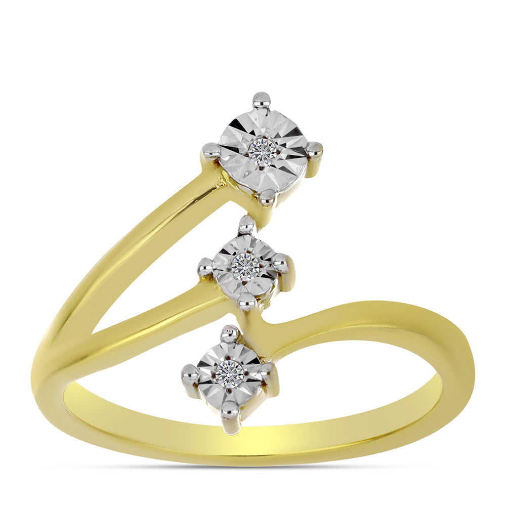 Inel din Argint 925 Placat cu Aur ( 2.61 grame ) cu Diamant Alb 0.02 Carate