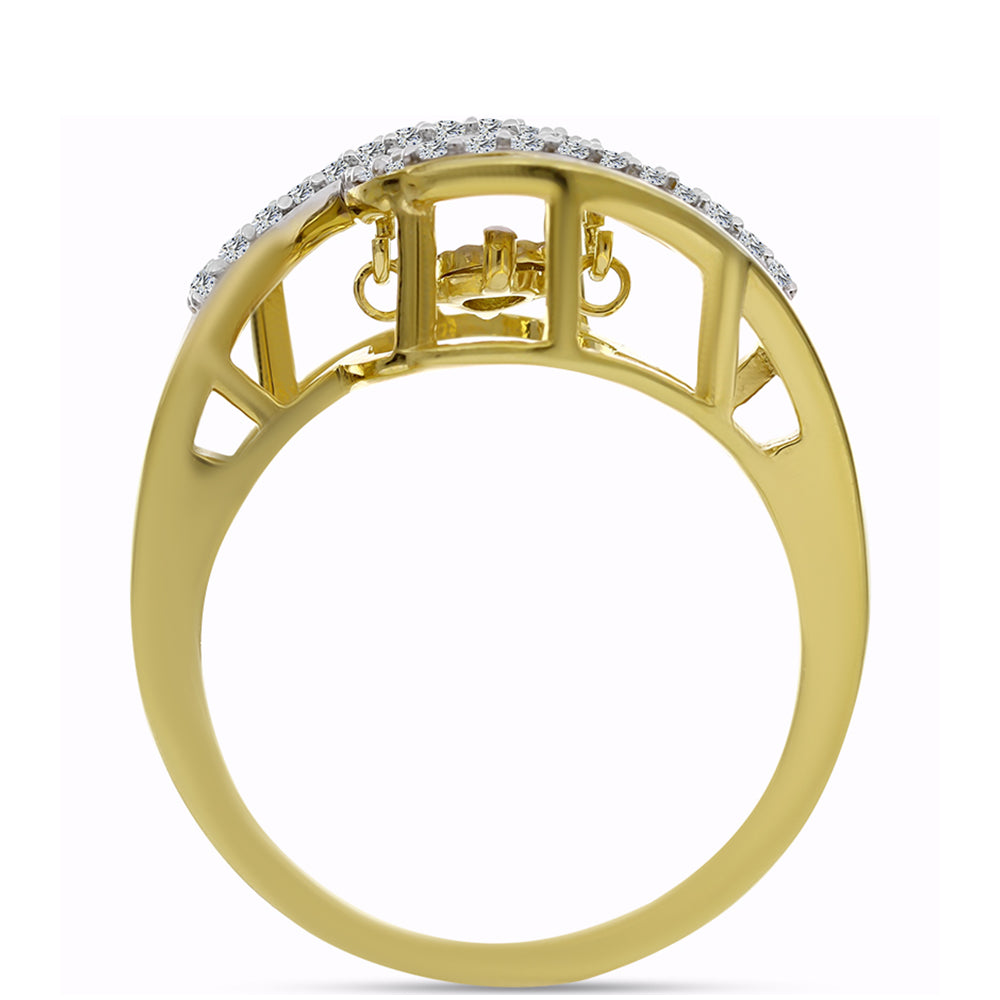 Inel din Argint 925 Placat cu Aur ( 3.9 grame ) cu Diamant Alb și Zircon Alb 0.31 Carate 2 