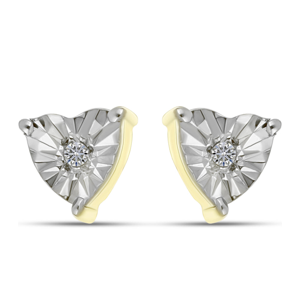 Cercei din Argint 925 Placat cu Aur ( 1.44 grame ) cu Diamant Alb 0.02 Carate 1 