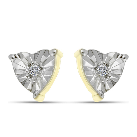 Cercei din Argint 925 Placat cu Aur ( 1.44 grame ) cu Diamant Alb 0.02 Carate