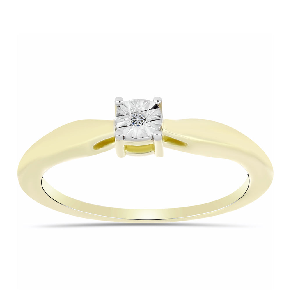 Inel din Argint 925 Placat cu Aur ( 2.22 grame ) cu Diamant Alb 0.01 Carate 3 