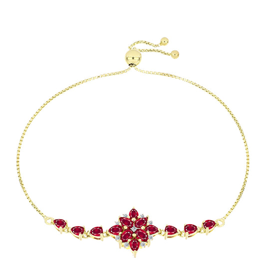 Brățară din Argint 925 Placat cu Aur ( 3.9 grame ) cu Rubin Malagasy și Topaz Alb 3.48 Carate