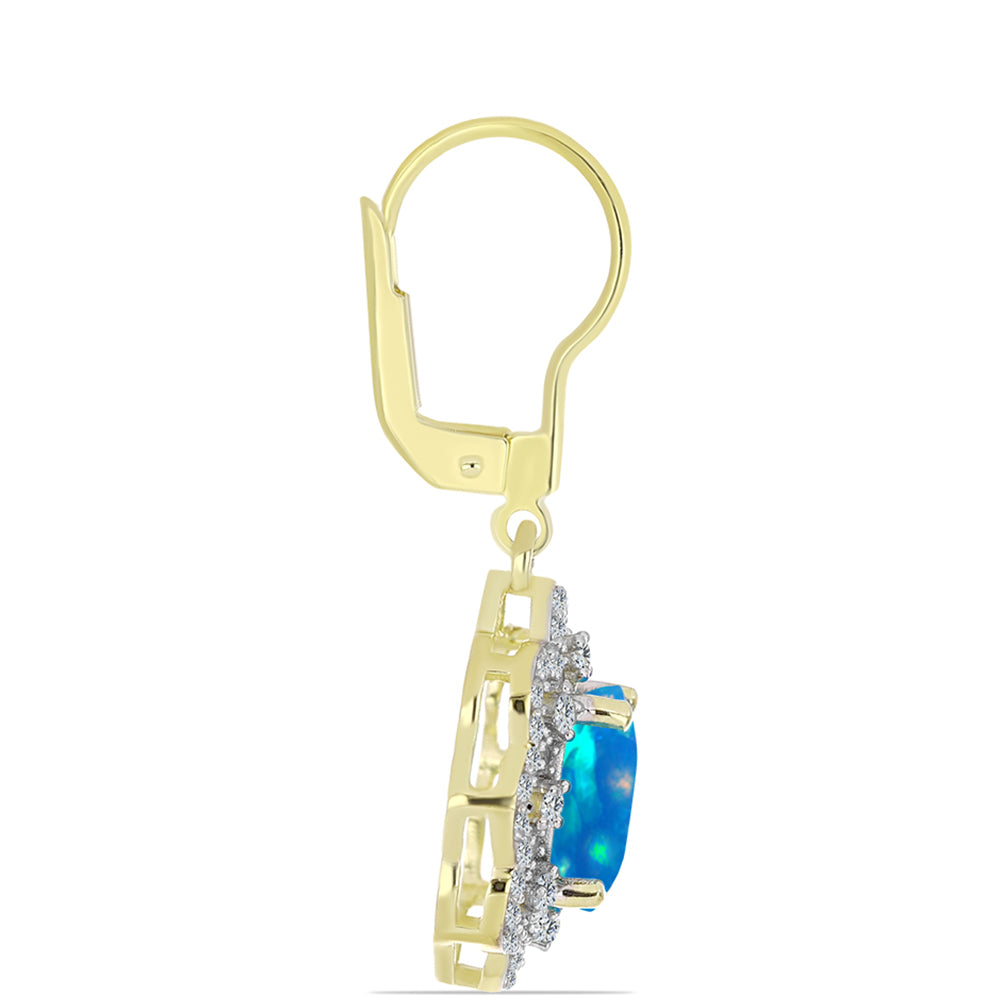 Cercei din Argint 925 Placat cu Aur ( 3.99 grame ) cu Opal Etiopian ”Paradis” și Topaz Alb 3.19 Carate