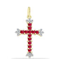 Cruce Pandantiv din Argint 925 Placat cu Aur ( 1.84 grame ) cu Rubin Malagasy și Topaz Alb 1.15 Carate