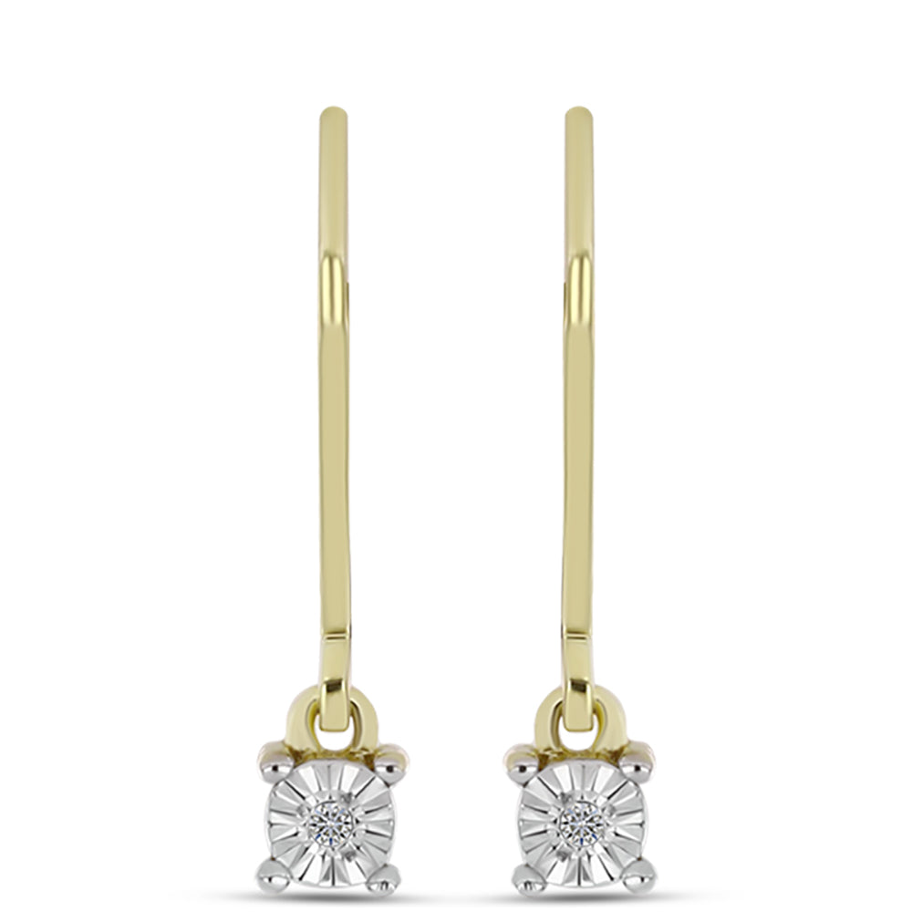 Cercei din Argint 925 Placat cu Aur ( 1.35 grame ) cu Diamant Alb 0.01 Carate