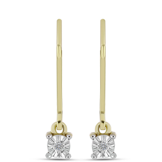 Cercei din Argint 925 Placat cu Aur ( 1.35 grame ) cu Diamant Alb 0.01 Carate