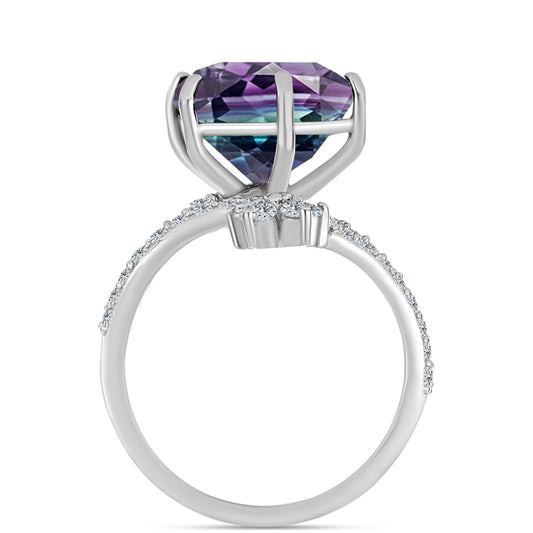 Inel din Argint 925 ( 3.43 grame ) cu Fluorit Zebra și Topaz Alb 8.57 Carate