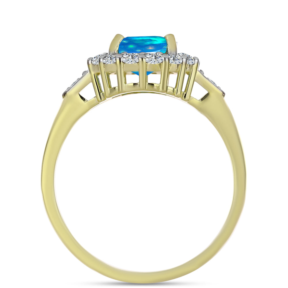 Inel din Argint 925 Placat cu Aur ( 2.85 grame ) cu Opal Etiopian ”Paradis” și Topaz Alb 1.64 Carate