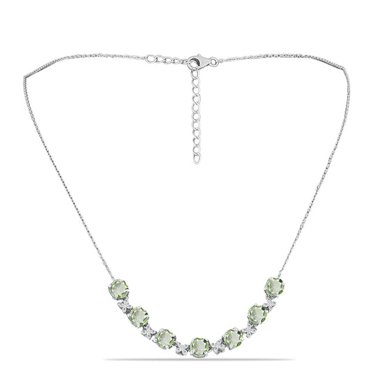 Colier din Argint 925 ( 6.21 grame ) cu Ametist Verde și Topaz Alb 5.12 Carate