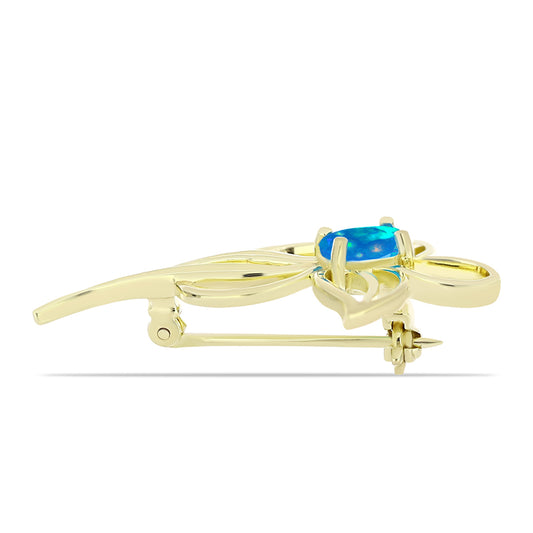 Broşă din Argint 925 Placat cu Aur ( 3.57 grame ) cu Opal Etiopian ”Paradis” 0.47 Carate