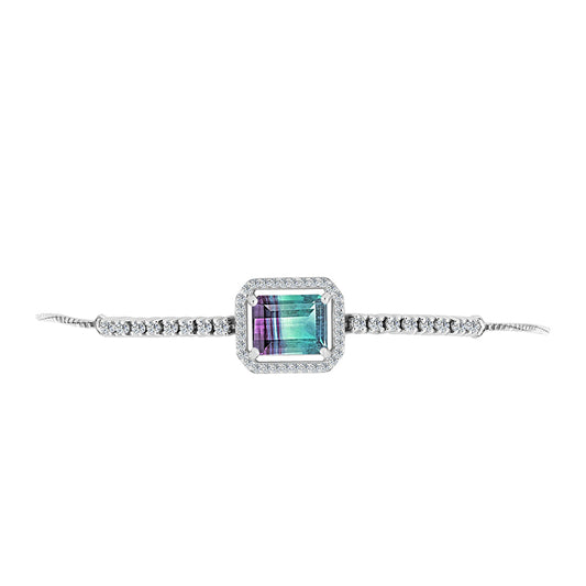 Brățară din Argint 925 ( 5.77 grame ) cu Fluorit Zebra și Topaz Alb 5.21 Carate