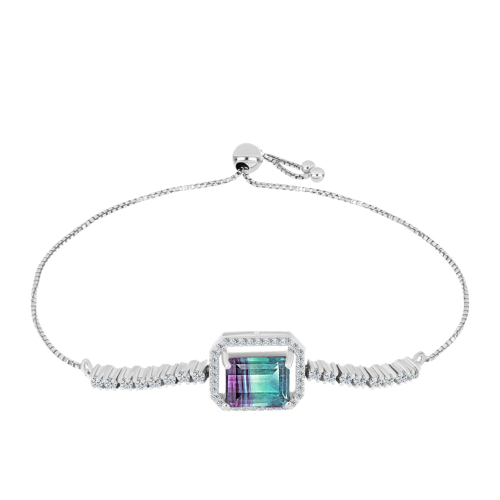 Brățară din Argint 925 ( 5.77 grame ) cu Fluorit Zebra și Topaz Alb 5.21 Carate
