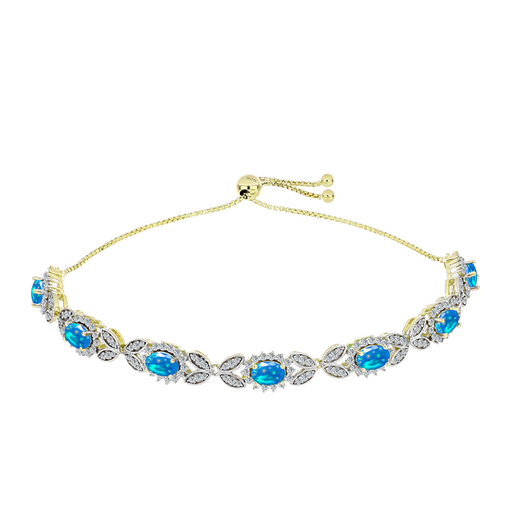Brățară din Argint 925 Placat cu Aur ( 9.24 grame ) cu Opal Etiopian ”Paradis” și Topaz Alb 3.79 Carate 1 