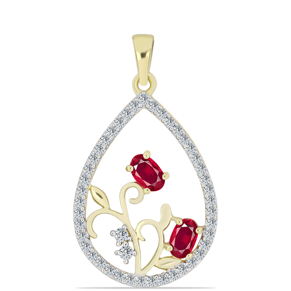 Pandantiv din Argint 925 Placat cu Aur ( 1.91 grame ) cu Rubin Malagasy și Topaz Alb 1.12 Carate