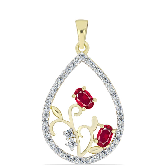 Pandantiv din Argint 925 Placat cu Aur ( 1.91 grame ) cu Rubin Malagasy și Topaz Alb 1.12 Carate