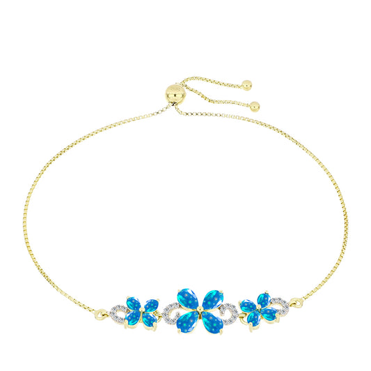 Brățară din Argint 925 Placat cu Aur ( 4.76 grame ) cu Opal Etiopian ”Paradis” și Topaz Alb 1.95 Carate