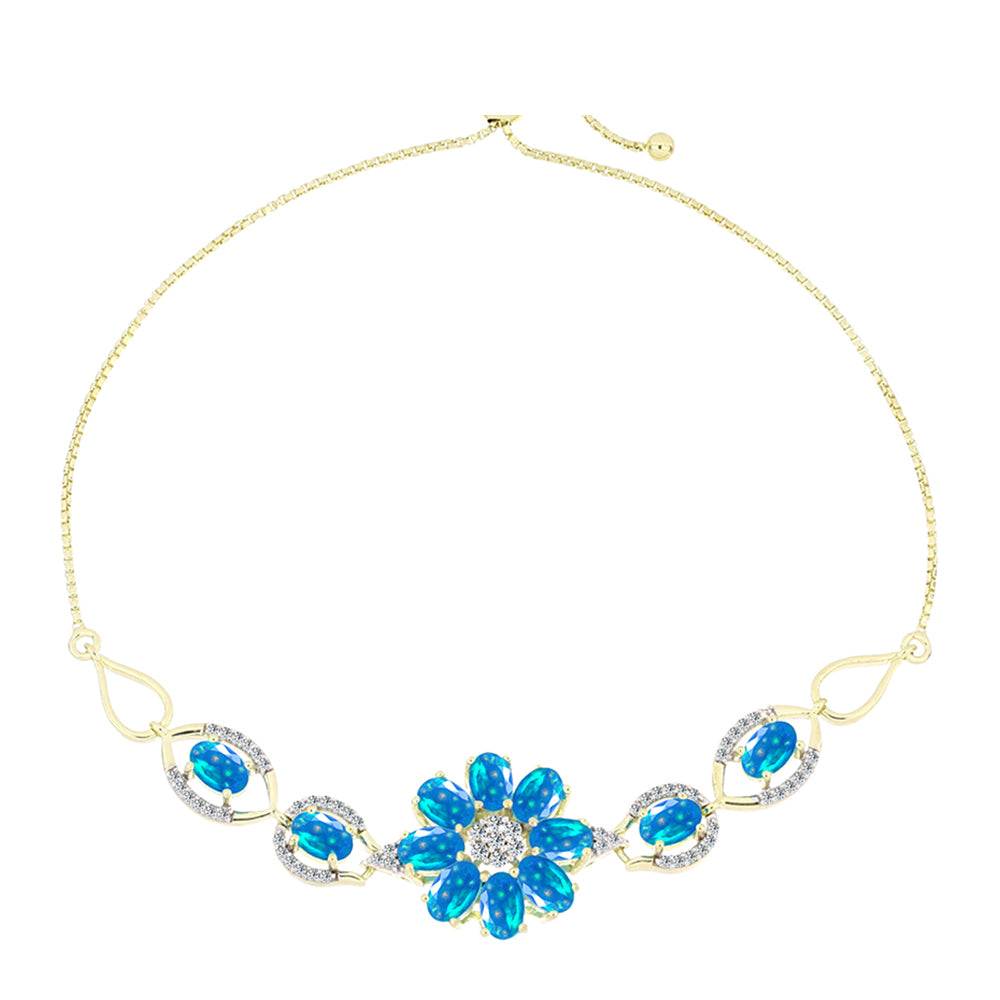 Brățară din Argint 925 Placat cu Aur ( 7.69 grame ) cu Opal Etiopian ”Paradis” și Topaz Alb 3.73 Carate