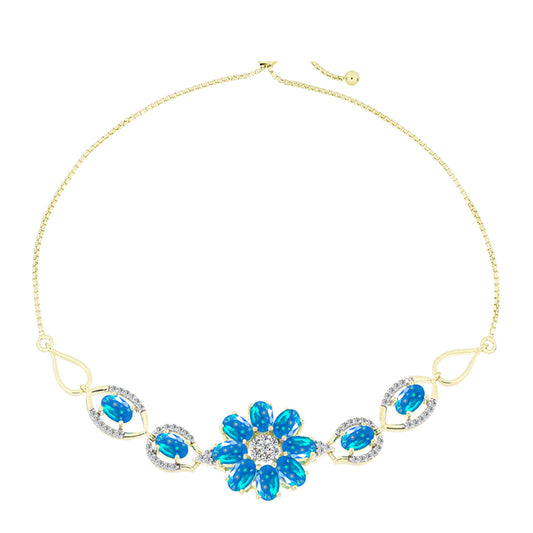 Brățară din Argint 925 Placat cu Aur ( 7.69 grame ) cu Opal Etiopian ”Paradis” și Topaz Alb 3.73 Carate